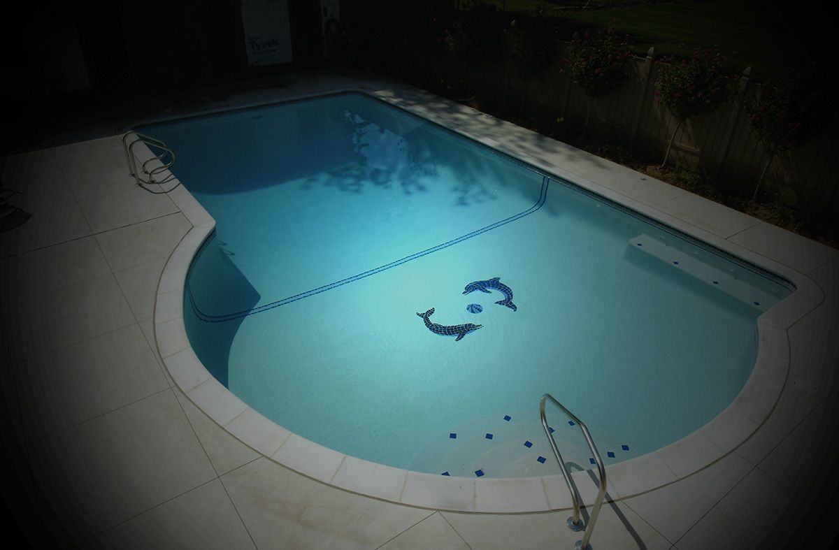 Swimming Pool With Two Dolphin Shape On The Tiles — Warren, MI  — Sardelli Custom Pools