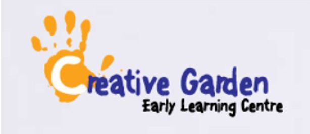 Logo for Creative Garden Early Learning Centre featuring a handprint and the words