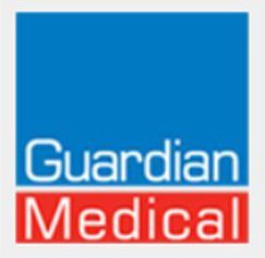 Guardian Medical logo: blue square above red rectangle, white text.