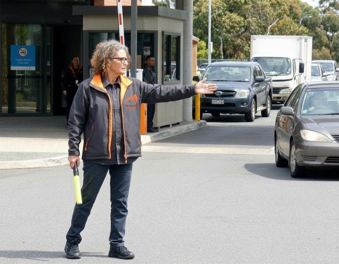 One of our trained security guards monitoring a facility in Melbourne