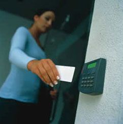 man showing badge to security guard