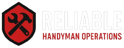 Logo for Reliable Handyman Operations. Features a red shield with a black wrench and hammer crossed over it. The company name is above 