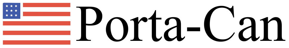 Logo with an American flag and the word