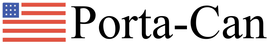 Logo with an American flag and the word