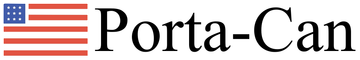 Logo with an American flag and the word 
