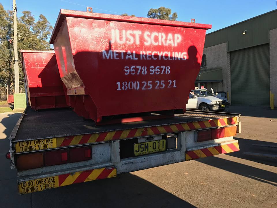 red scrap metal container
