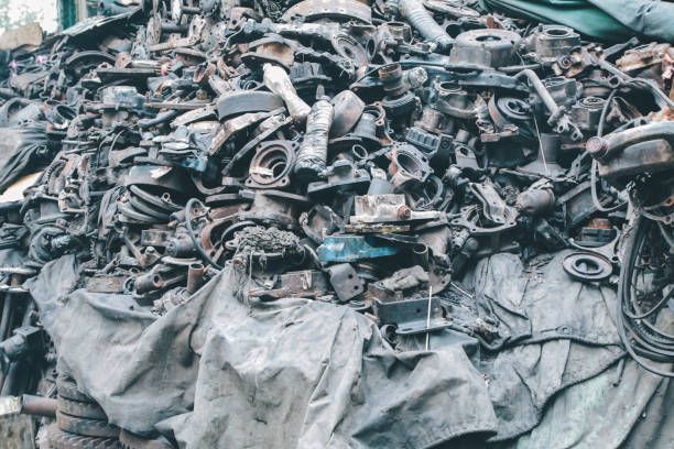 Large pile of mixed and processed scrap metal ready for sorting and recycling.