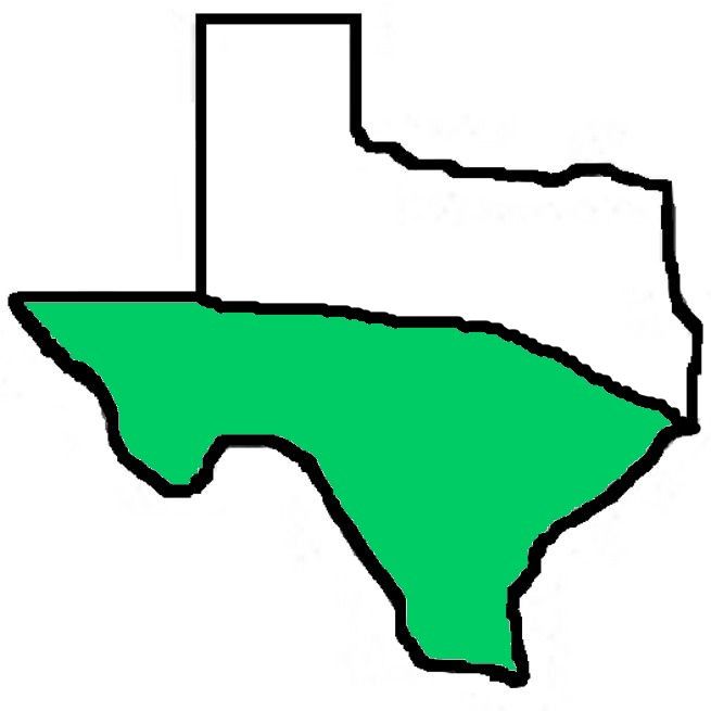 A drawing of the state of texas with a green border.