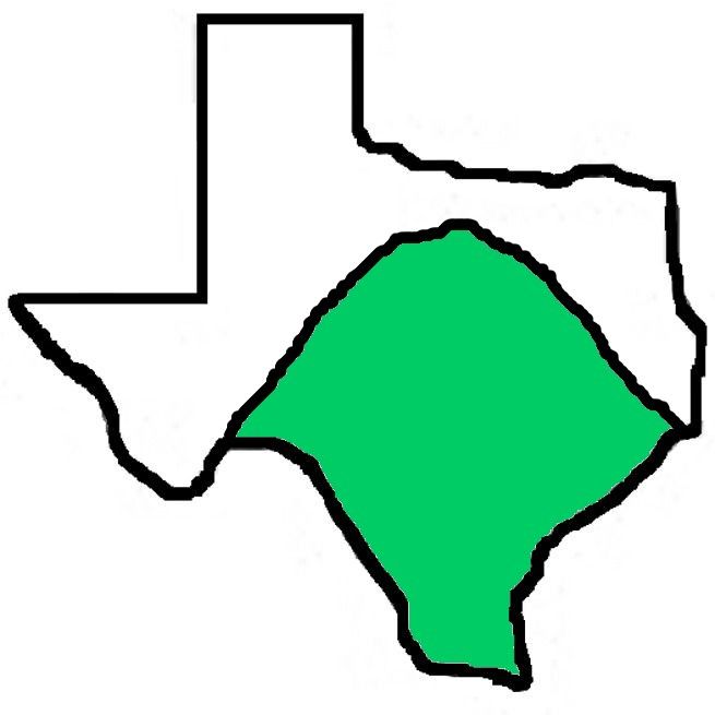 A drawing of the state of texas with a green border.