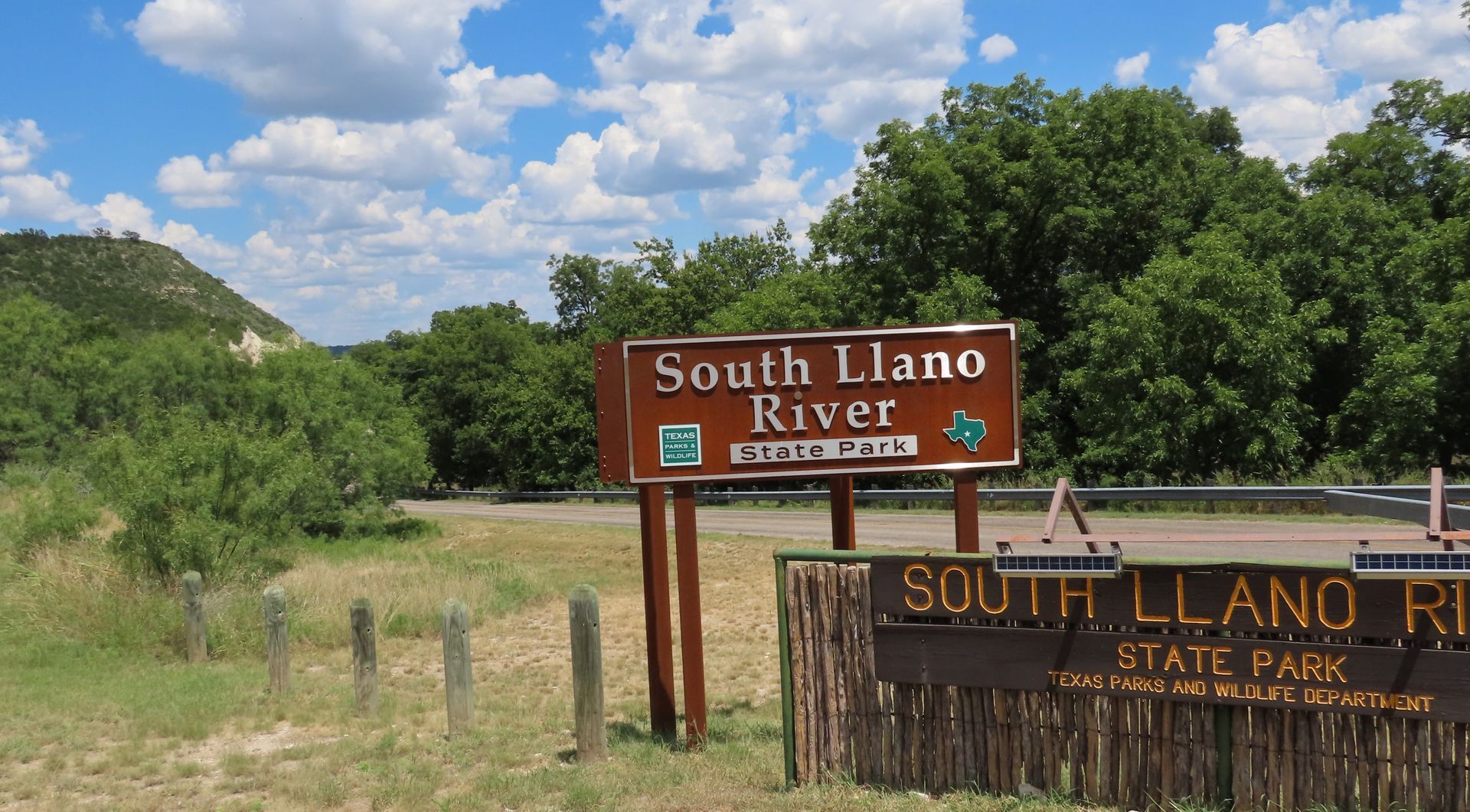 A wooden sign for south llano river state park