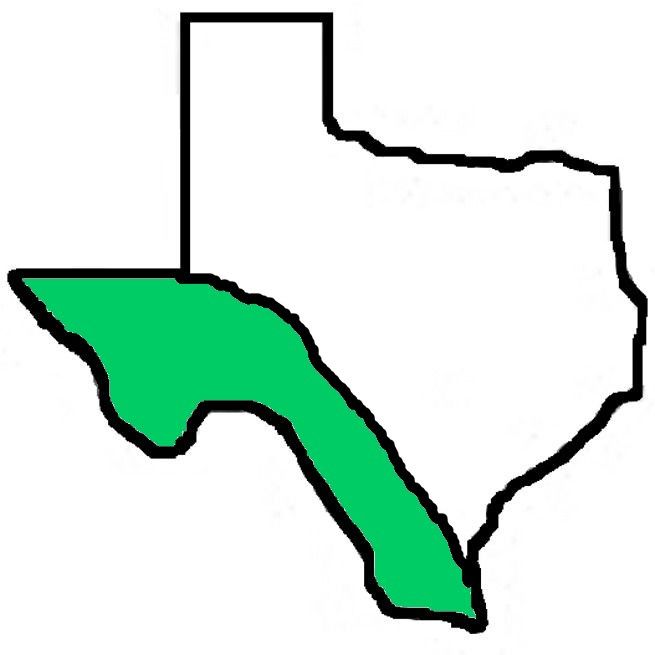 A drawing of the state of texas with a green border.