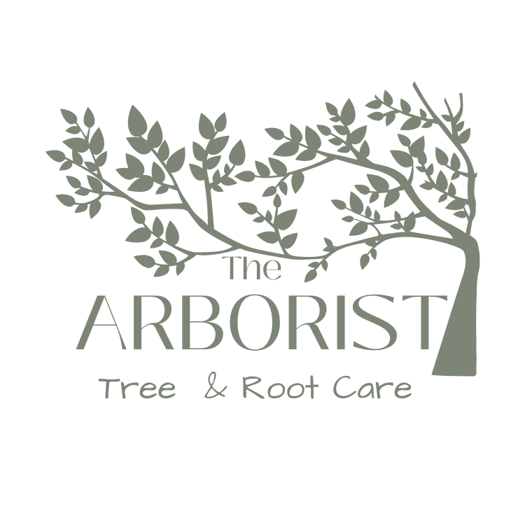 Logo for "The Arborist": Green tree silhouette over white text on a muted green background.