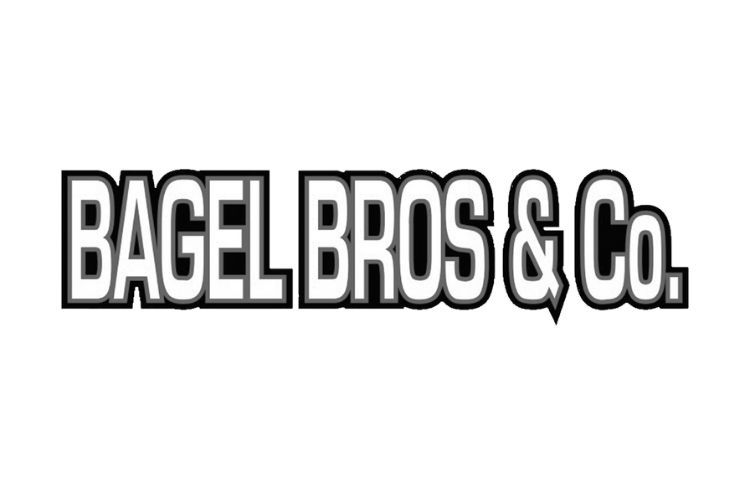 Bagel Bros & Co. logo in bold, white letters with a black outline.