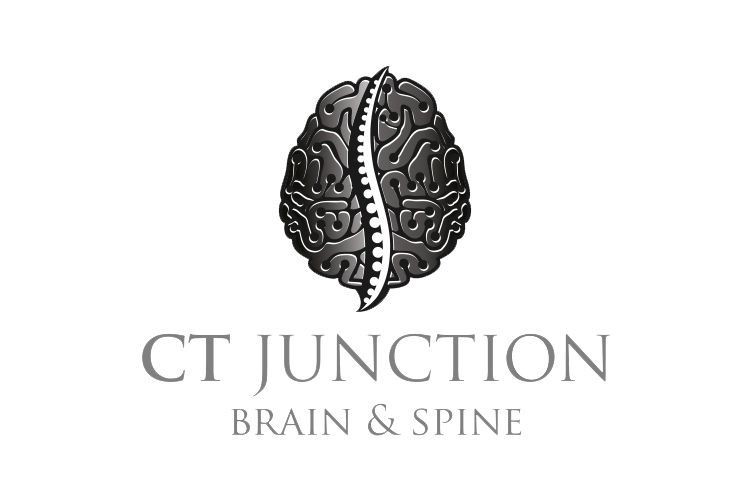 Logo for CT Junction Brain & Spine featuring a brain-spine illustration in grey above text.