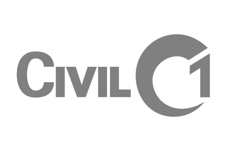 Civil C1 logo, gray text and stylized circle with a line through it.
