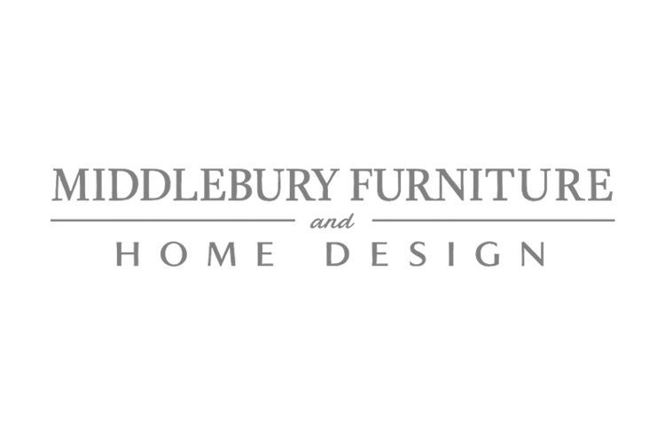 Logo for Middlebury Furniture and Home Design. Text is gray, simple font.