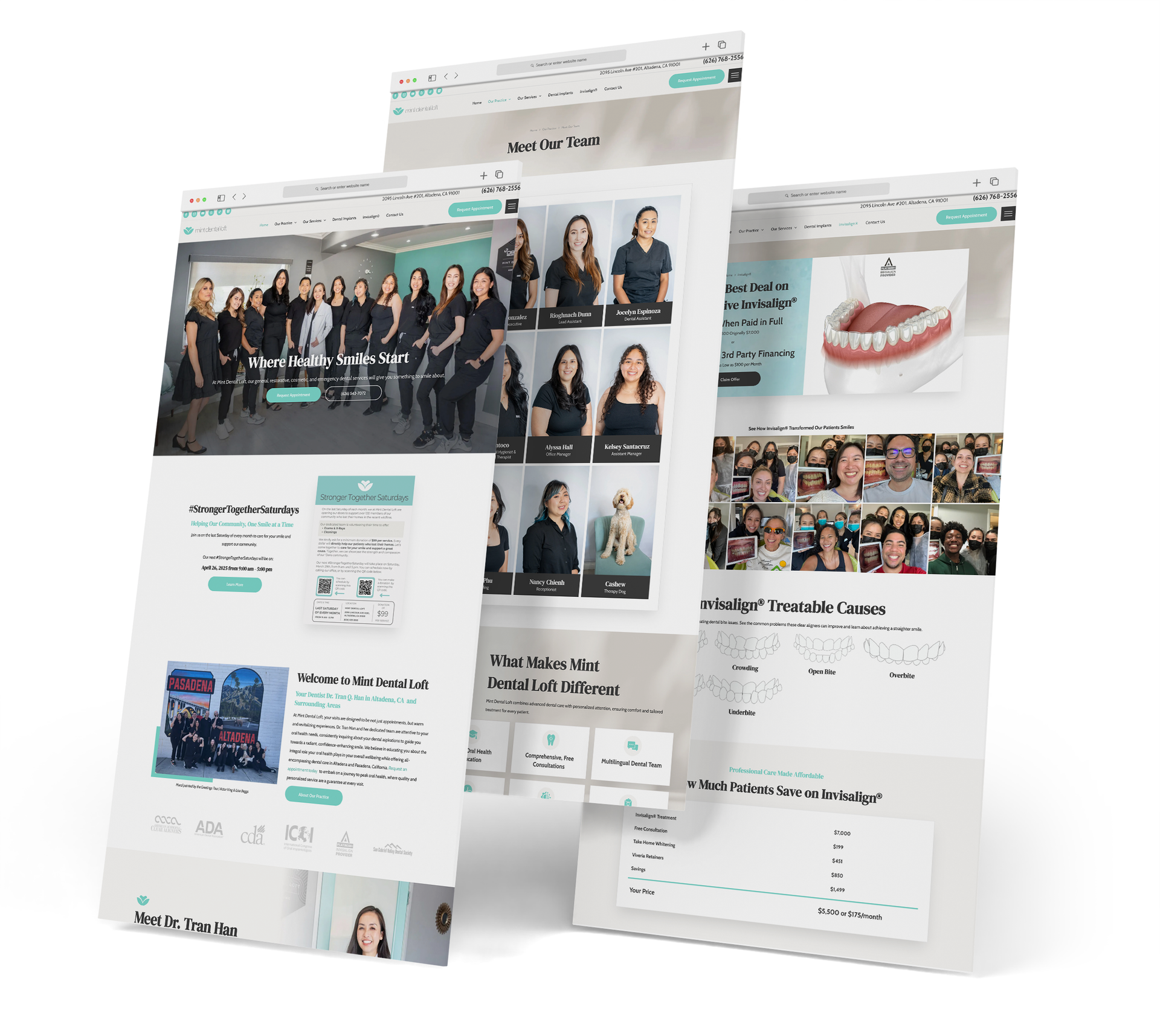 Mint Dental Loft website screen grabs