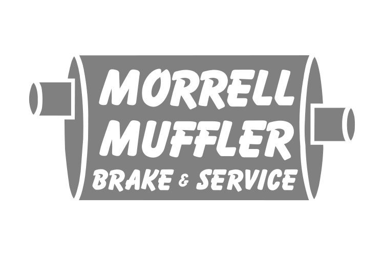 Morrell Muffler, Brake & Service logo featuring a muffler, gray and white text.