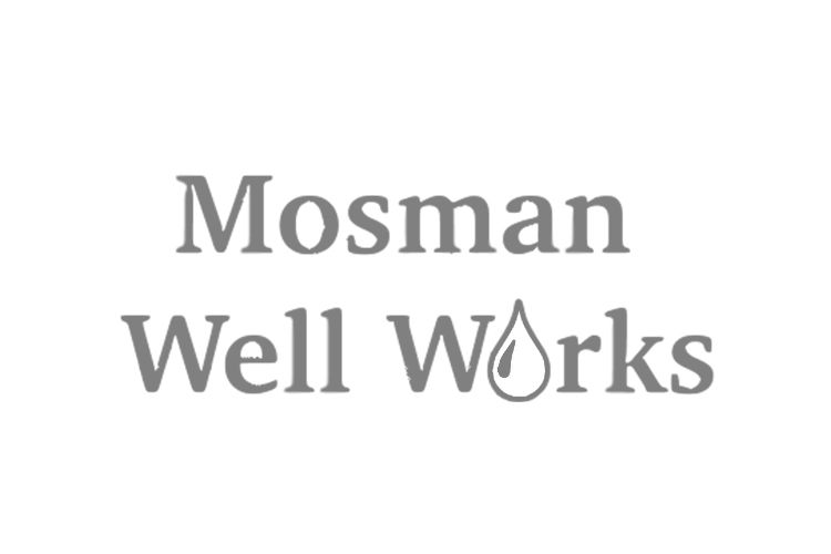 Mosman Well Works logo with text and a water drop graphic.