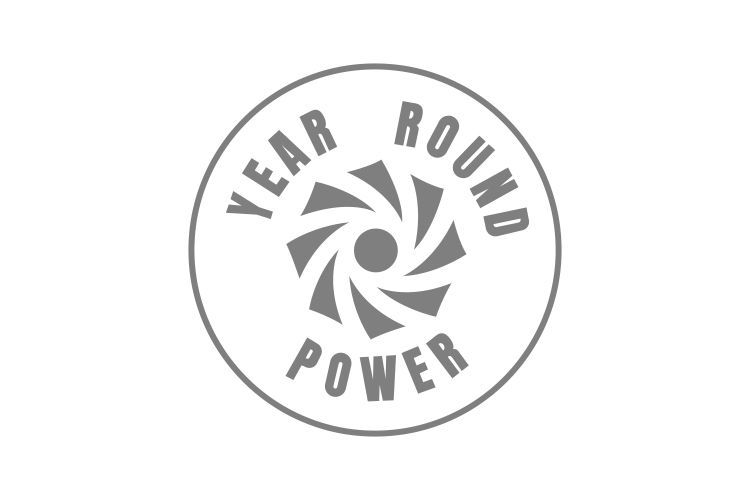 Gray circular logo with 