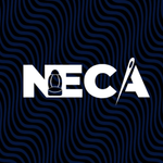 A black and white logo for neca with a needle