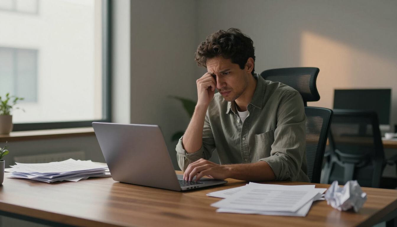 Frustrated writer at a desk