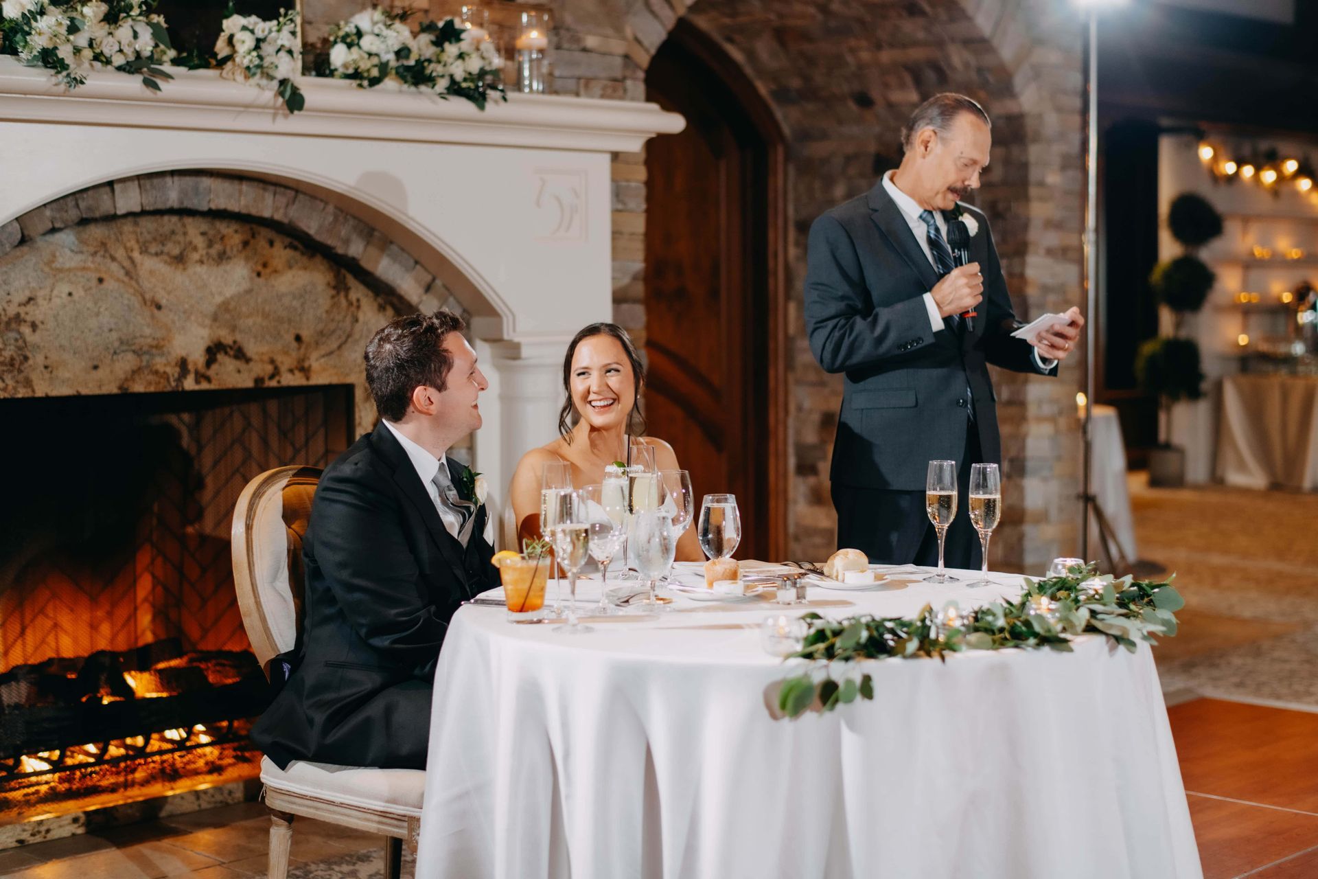 Lindsey & George's wedding reception at The Starting Gate, best man giving speech.