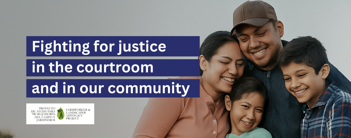 A family smiling together outdoors next to text that reads: 