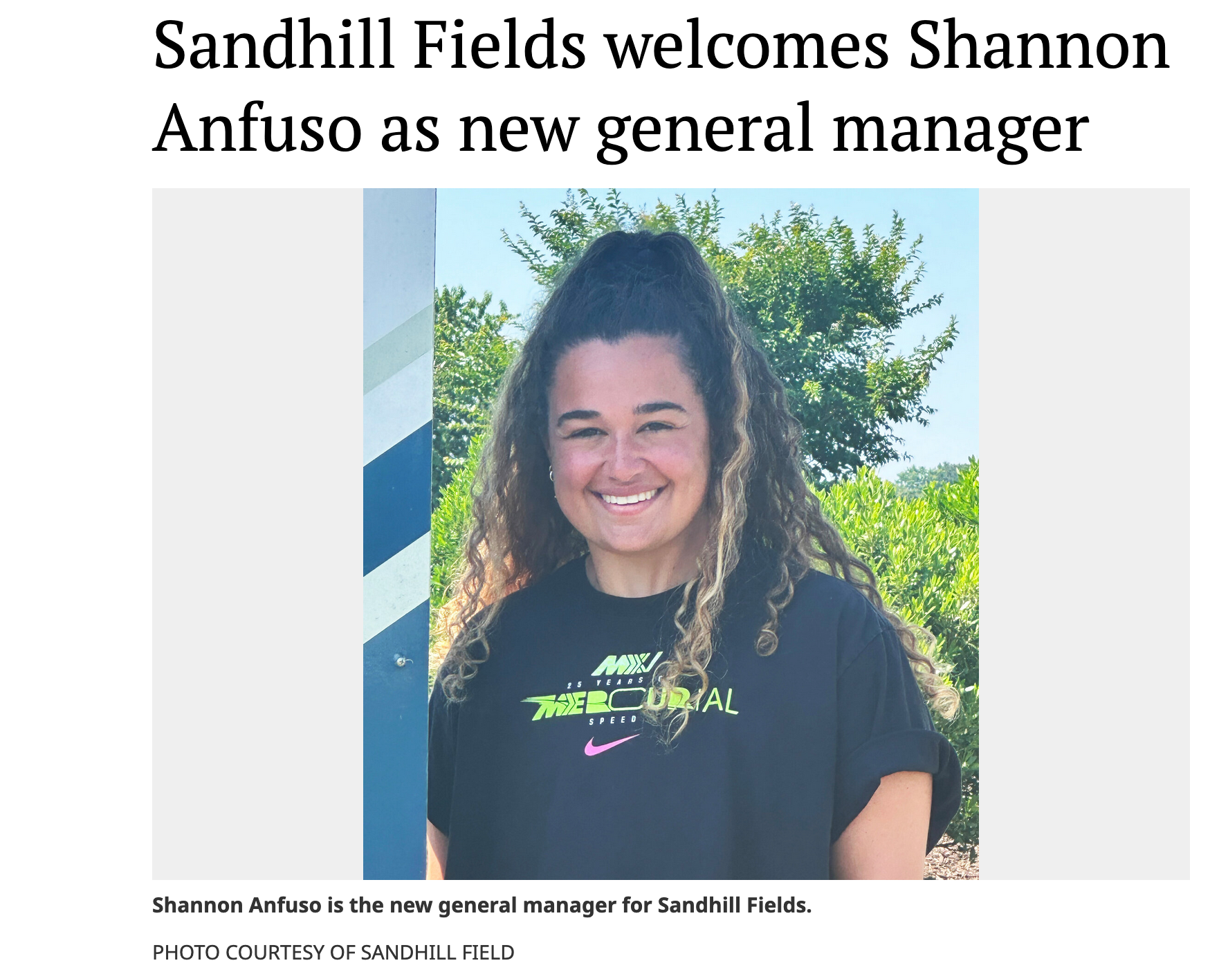 photo of Shannon A new manager for sandhill fields manager