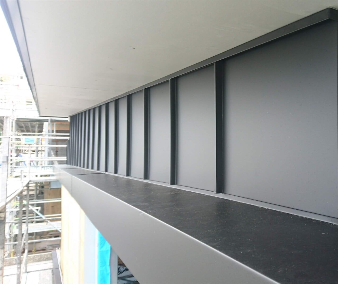 Wall Cladding in Angle Standing Seam System in Matt Black Prefa Aluminium