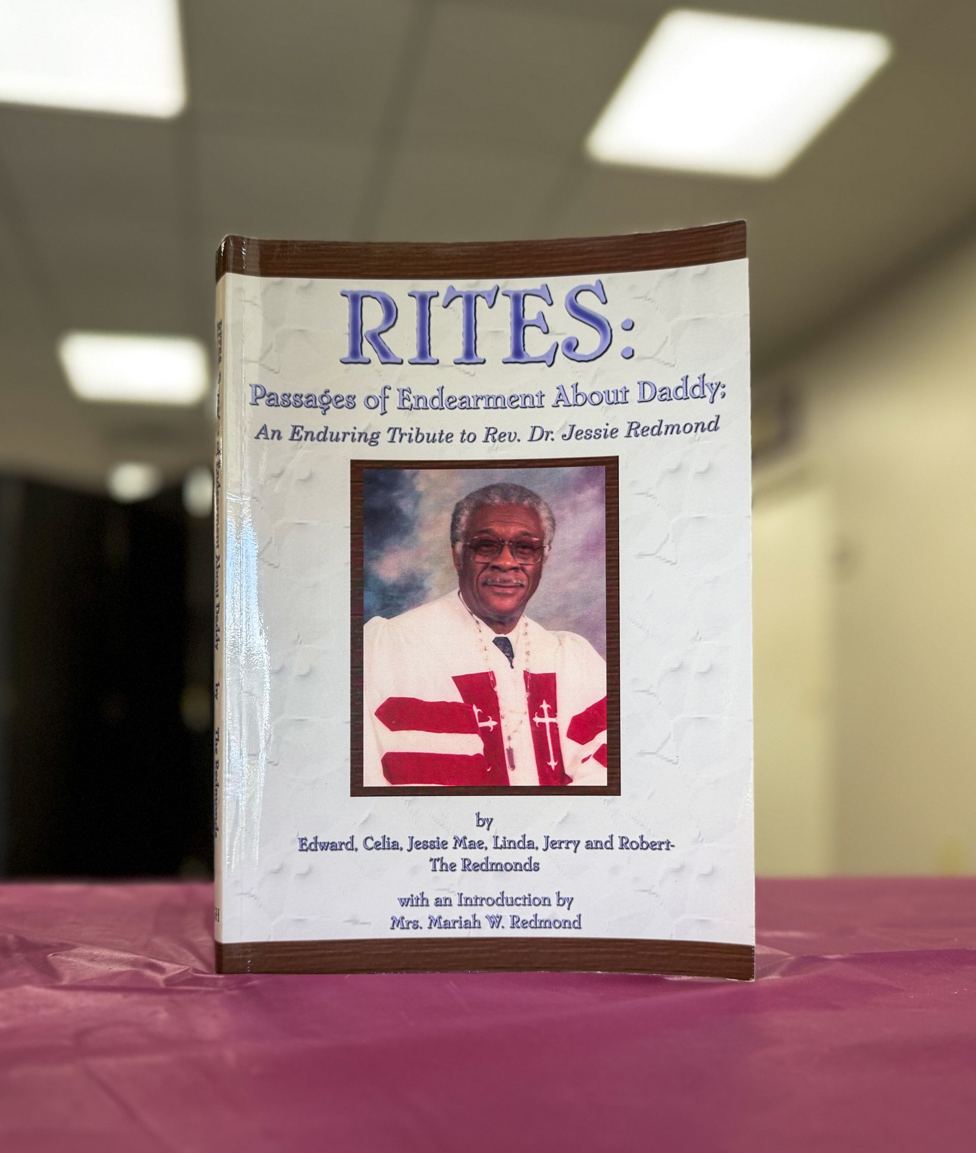 A book titled rites is sitting on a table