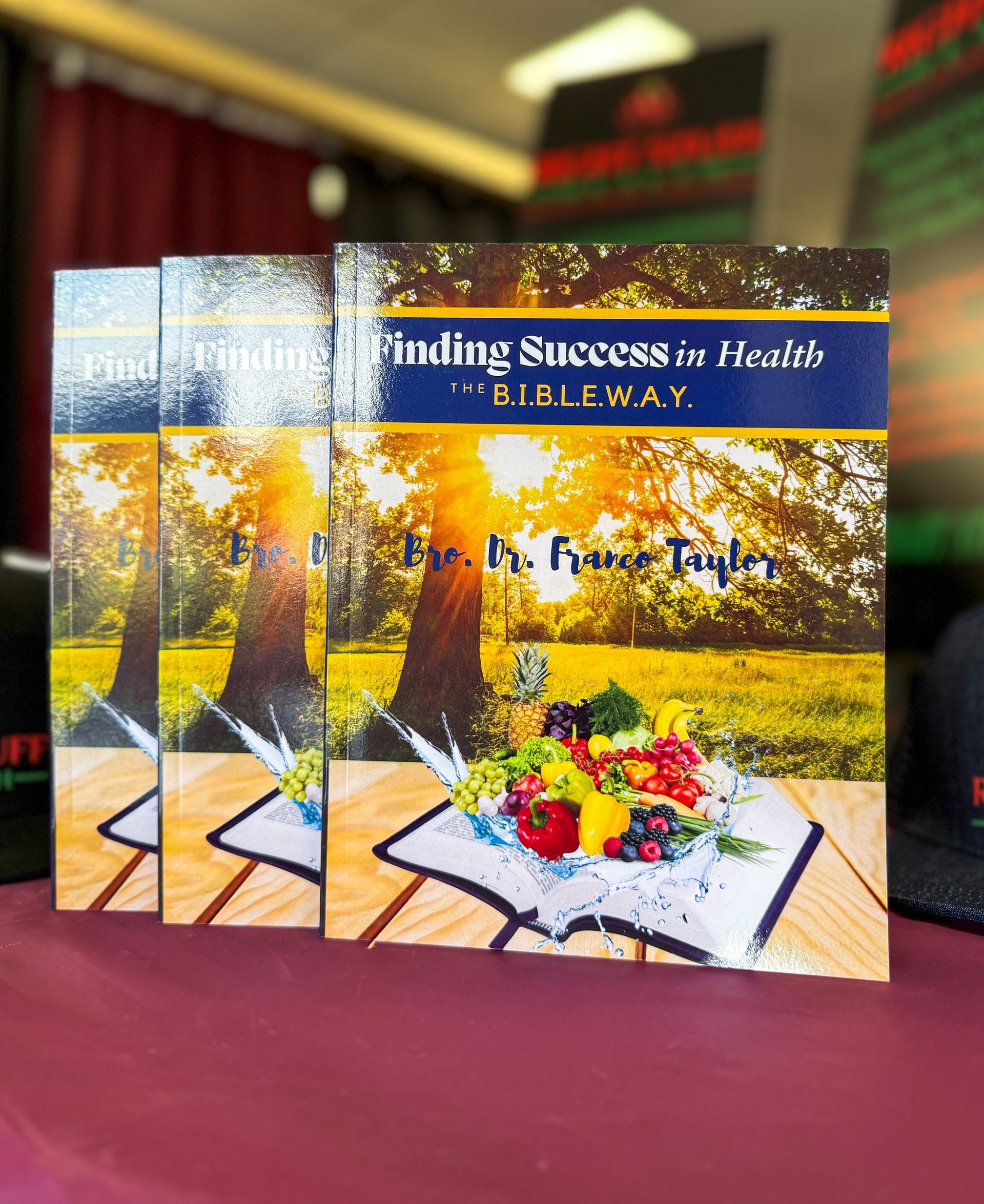 Three copies of a book titled finding success in health