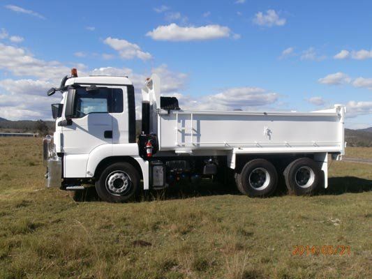 large white work truck