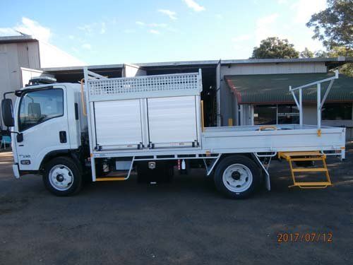 white workman truck with equipment on it