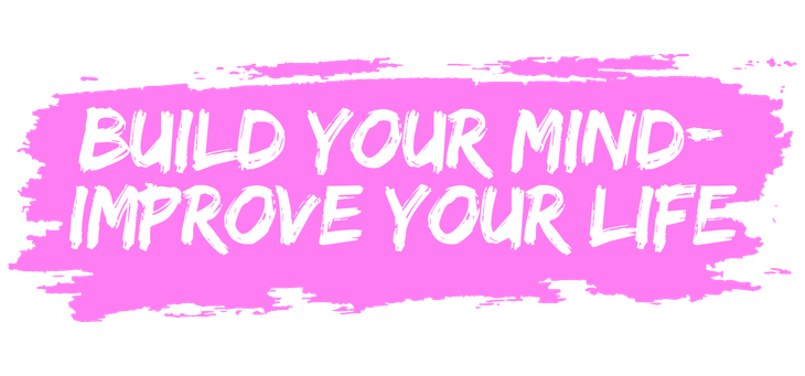 White text on a pink brushstroke: 