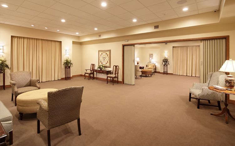 Interior view of the Hickory & Maple rooms at Morris-Baker Funeral Home & Cremation Services location in Johnson City, TN.