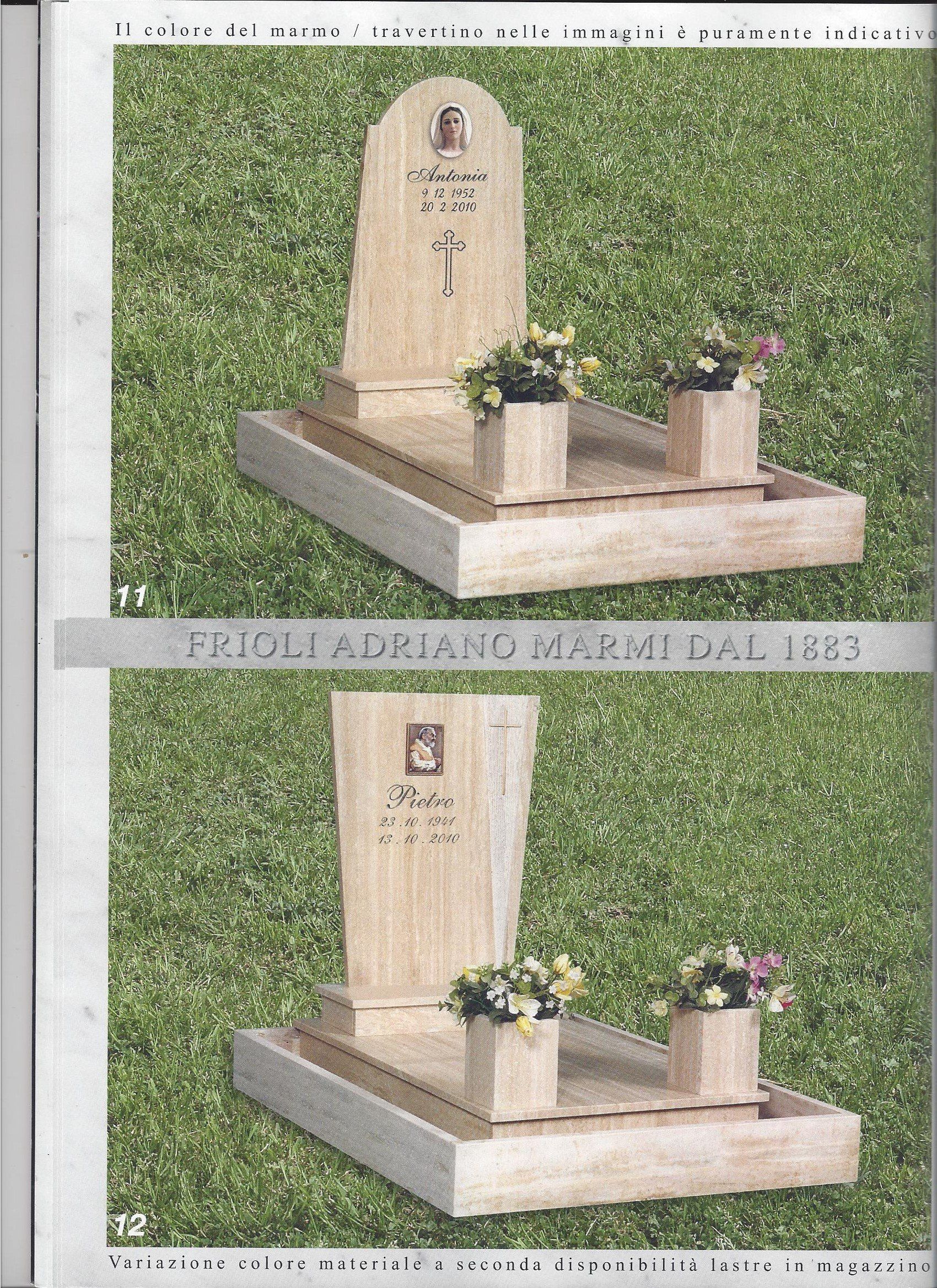 monumenti tombali in travertino decorati