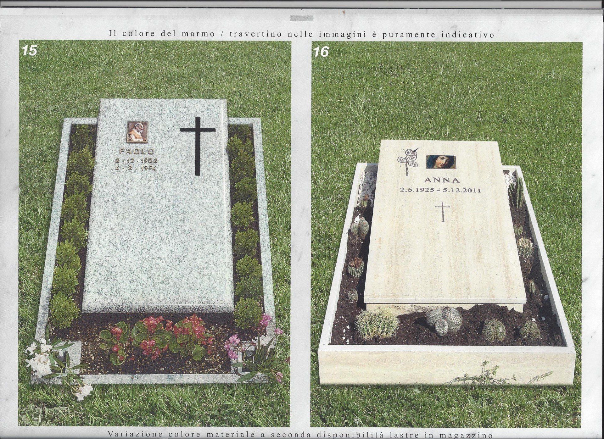 coppia di lapidi con elementi decorativi