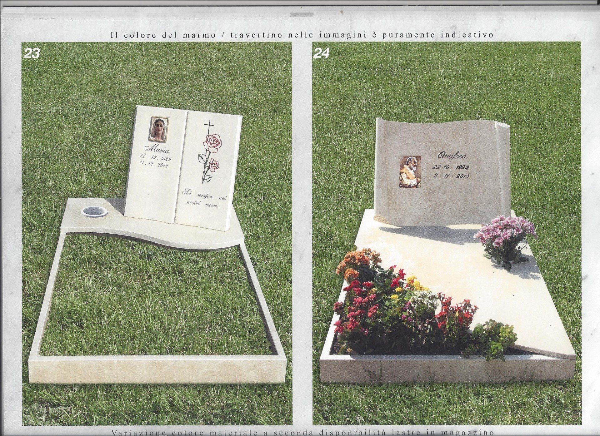 tomba in marmo e travertino