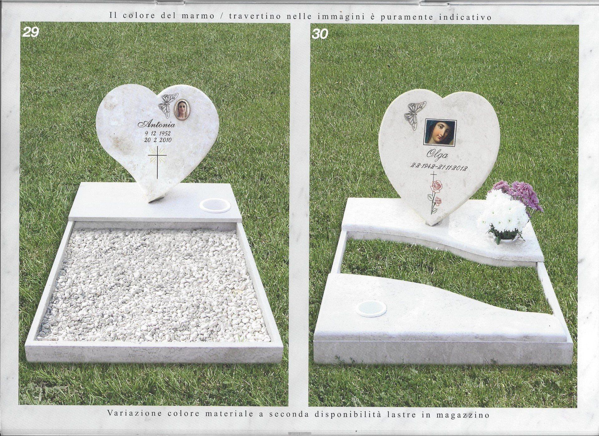 lapidi con motivi decorativi a forma di cuore