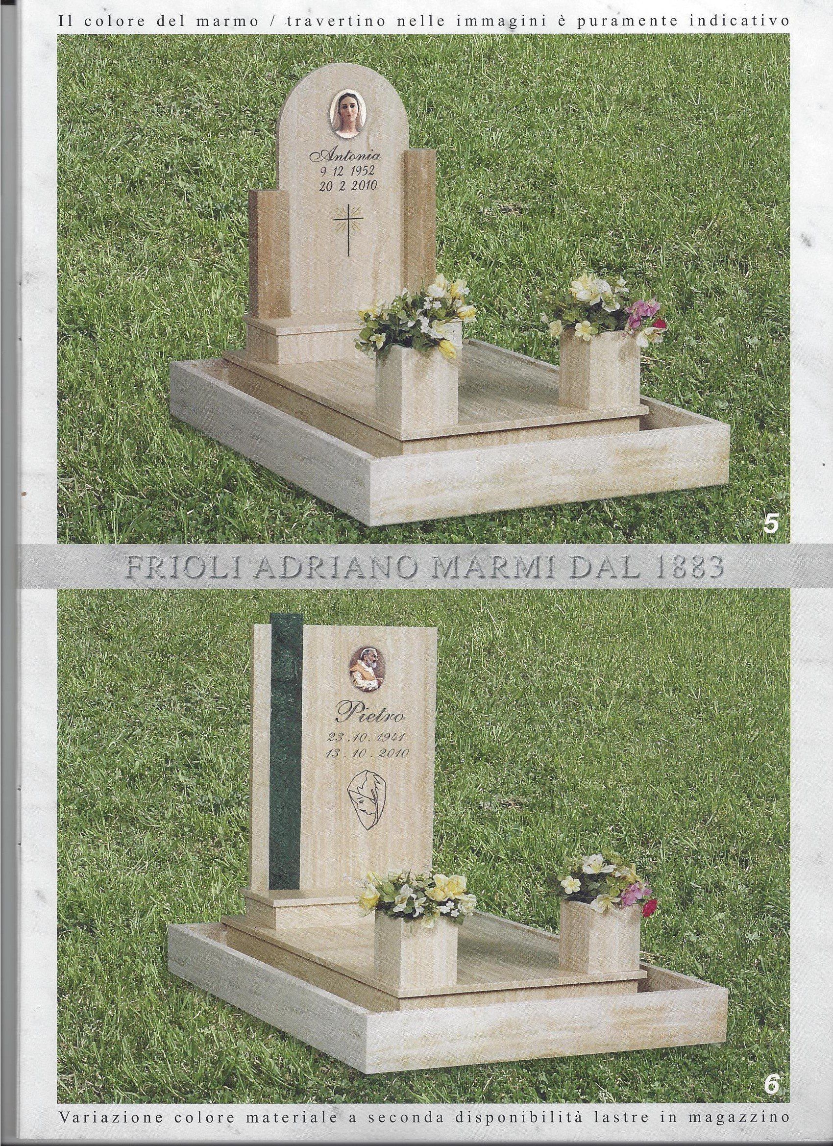 lapide in marmo e travertino con decorazioni