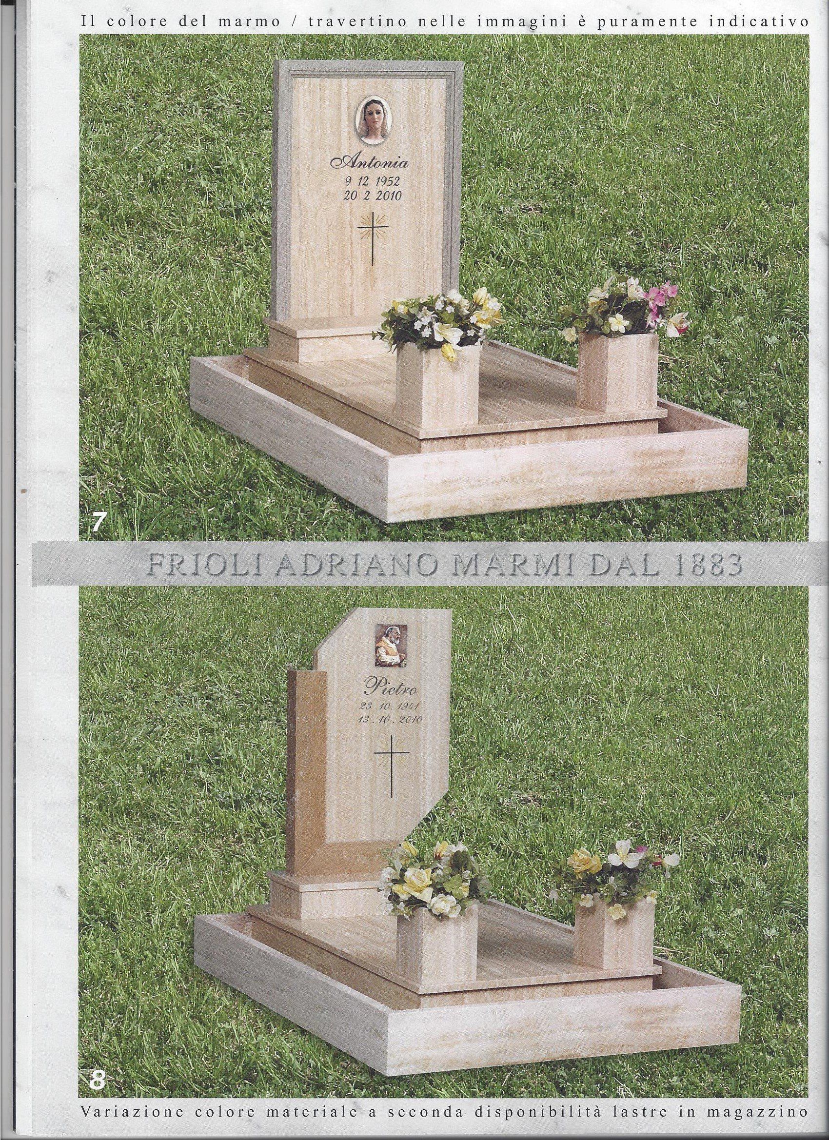 lapidi in marmo e travertino con fiori