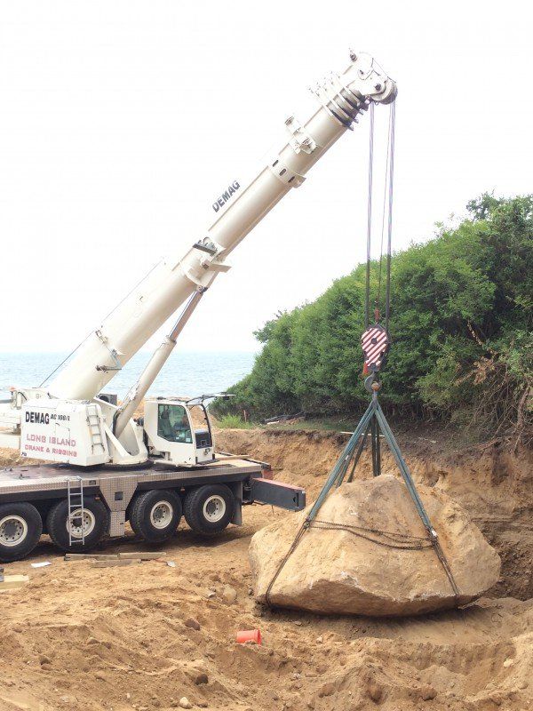 120 Ton Demag With 120,000 lb Rock In Hampton Bays
