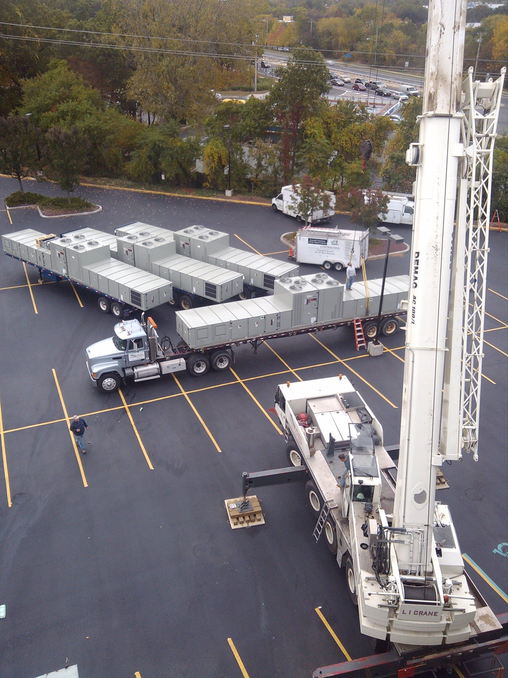 120 Ton Demag And Trucking For New Rooftop HVAC On A Commercial Building In Hauppauge