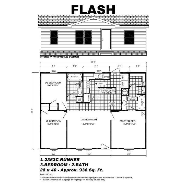 Floor plan and exterior elevation of a