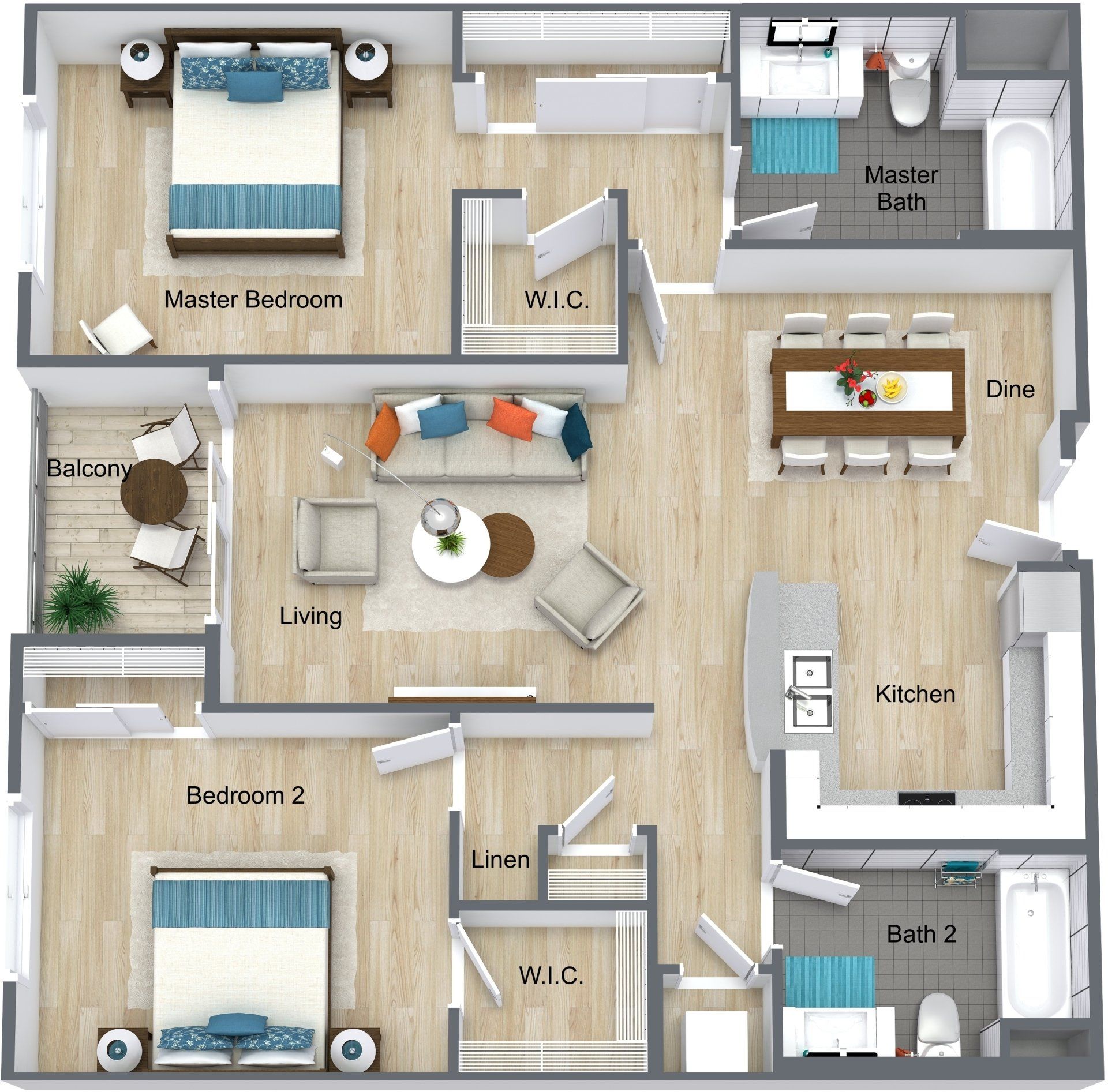 2 Bedroom Floor Plan