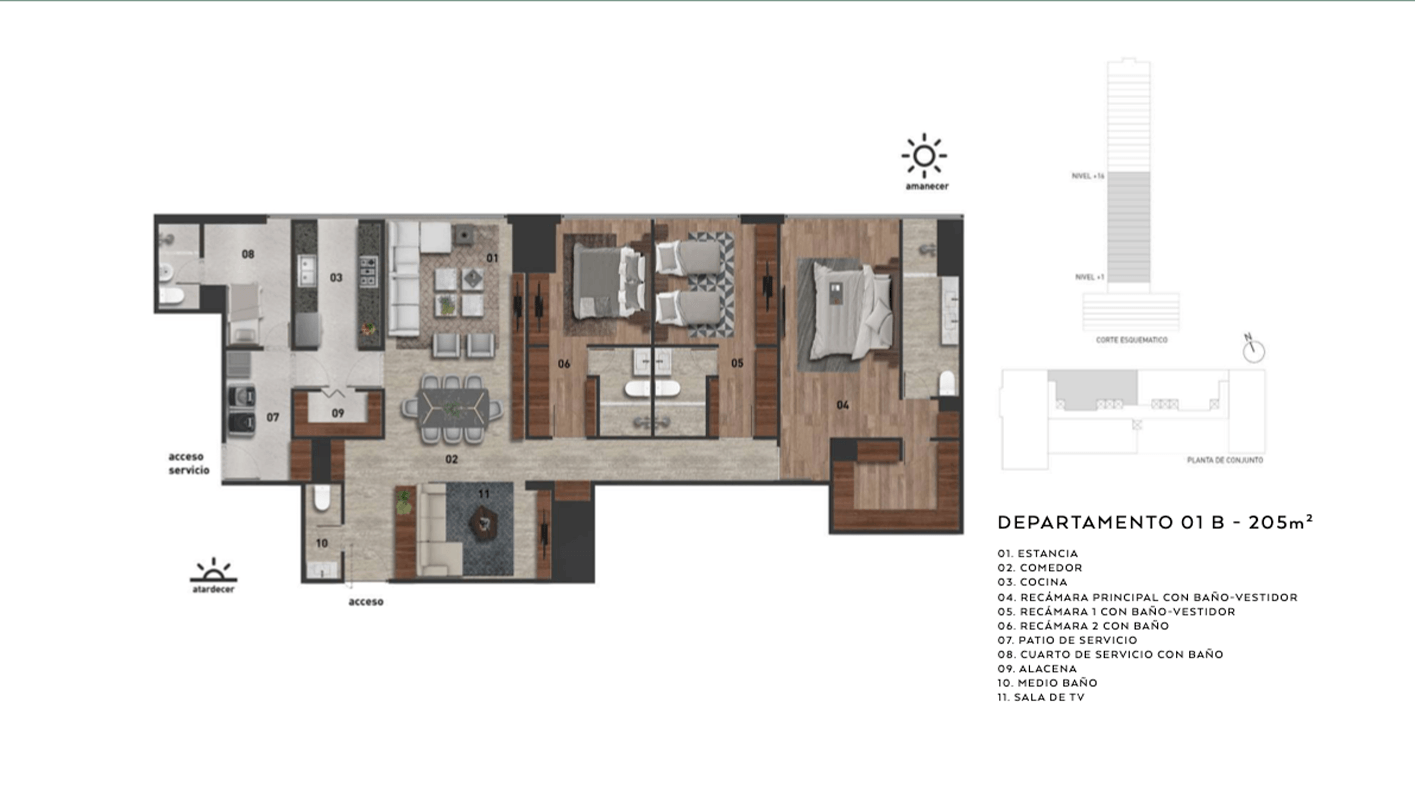 departamento 205 metros en torre serena