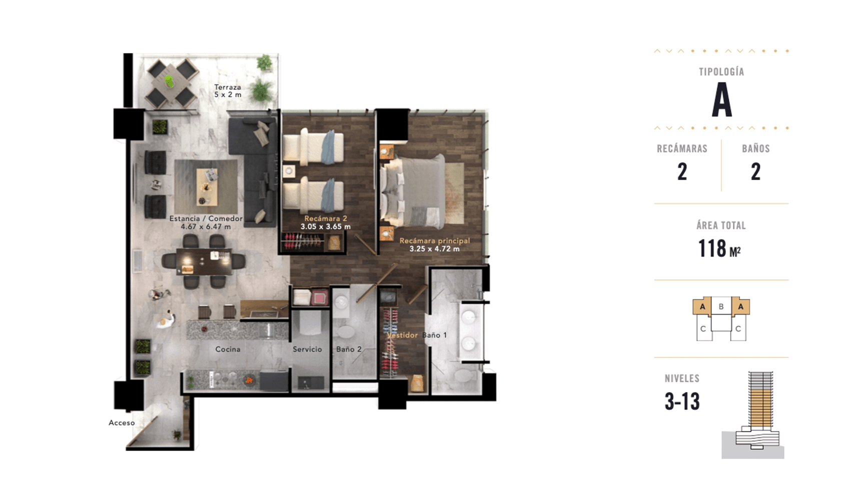 prototipo departamento 68m2