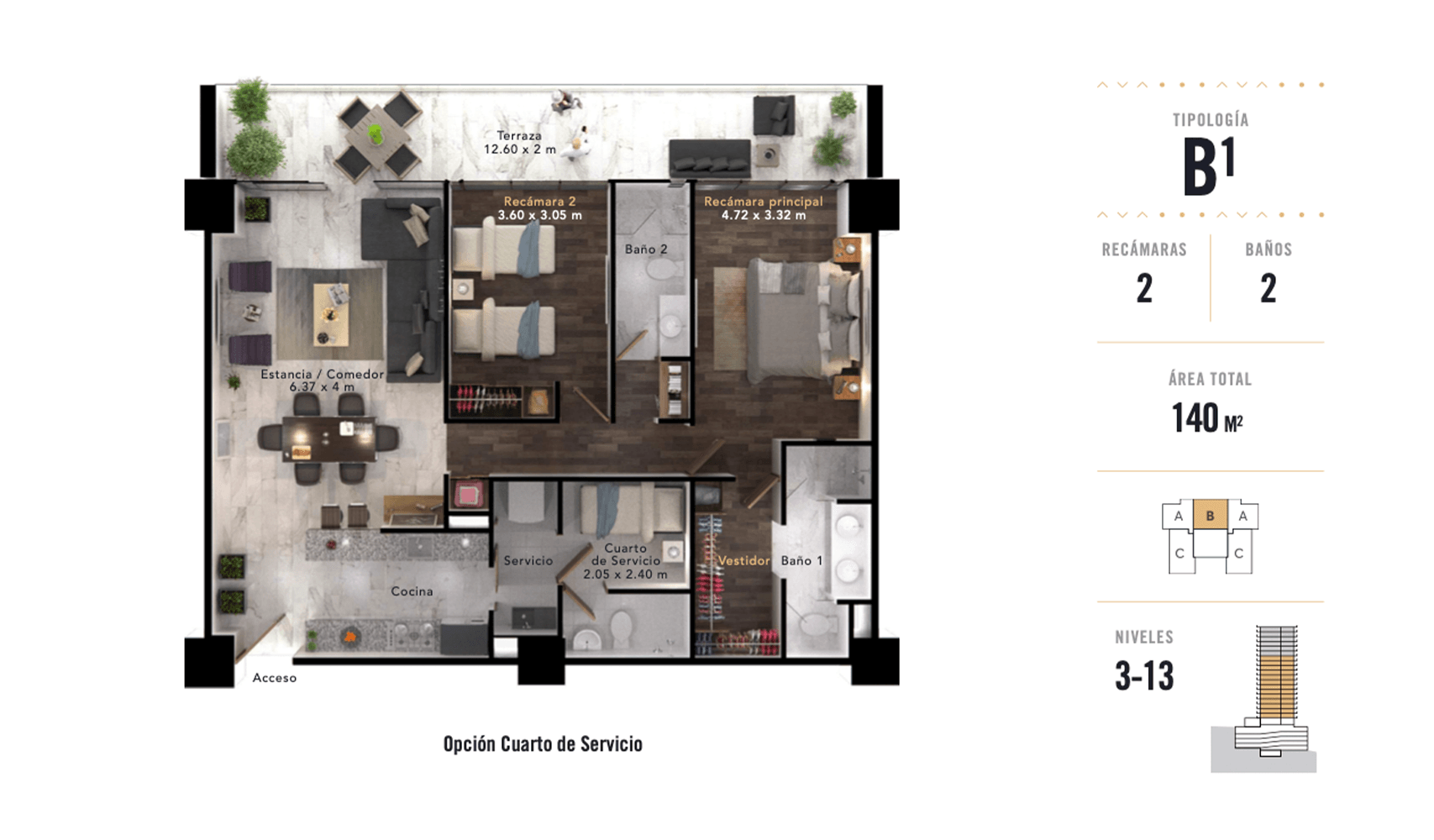 departamento de 99m2 cosmocraft