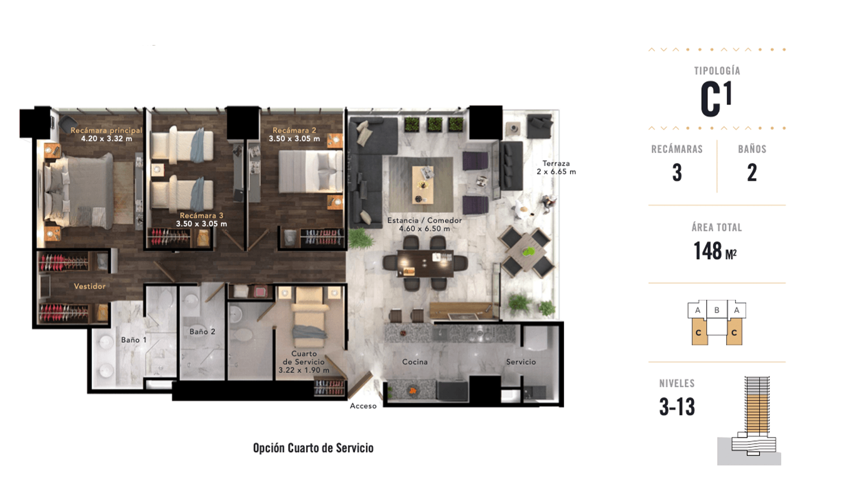 prototipo departamento 144m2